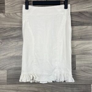 Bebe Pencil‎ & Straight Skirt Women's Size 0 White Lined Ruffled Hem Back Zip